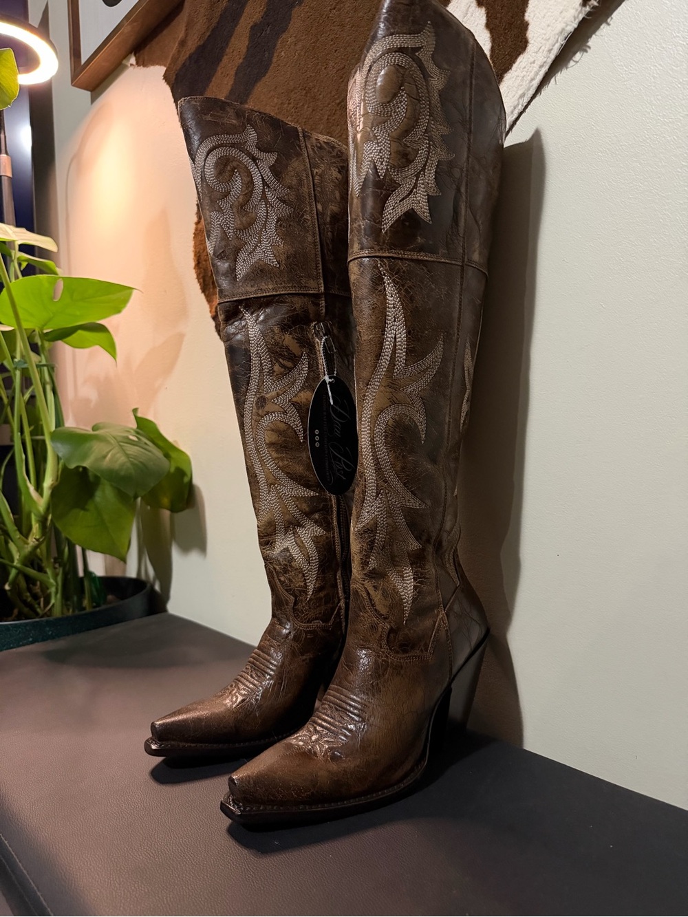 NWT!!! DAN POST WOMEN'S JILTED KNEE HIGH WESTERN BOOTS